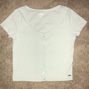 Hollister Womens Ribbed Button Tee